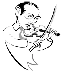 Joseph Szigeti - violinista ungherese (1892-1973); caricatura stilizzata
